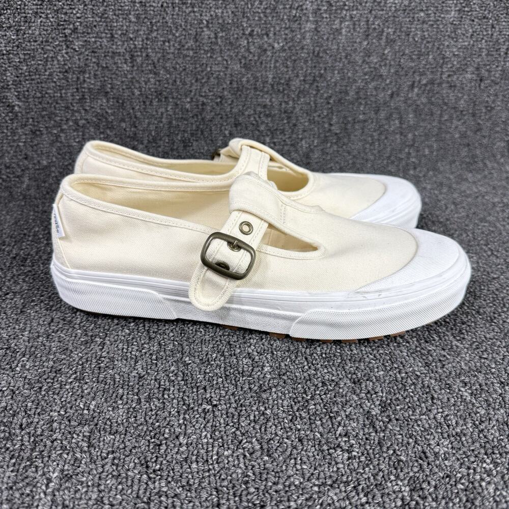 Vans Style 93 Mary Jane Men 8.5 Women 10 Beige Linen Canvas Buckle Shoes NEW